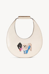 Cream moon bag with two-pet graphic on front